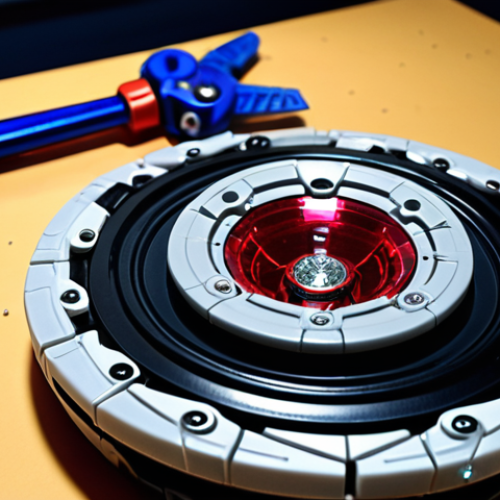 Home 11 **
Prompt: "Beyblade modding workshop, intricate details, miniature tools, customized Beyblade with Swarovski crystals, workbench, close-up shot, focused, dynamic lighting, French 'modder' in background, passion."
**