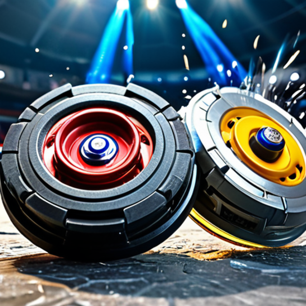 베이블레이드 블레이드 재질의 변화 - Early Beyblade Arena**

"A group of children in a sunny schoolyard playing with plastic Beyblades in...