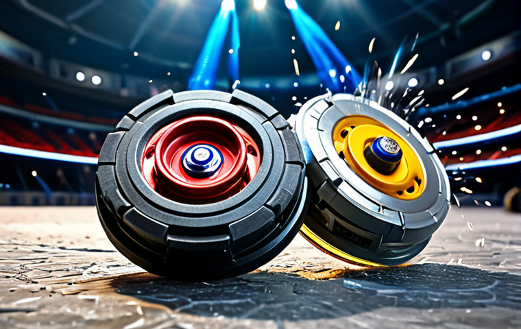 베이블레이드 블레이드 재질의 변화 - Early Beyblade Arena**

"A group of children in a sunny schoolyard playing with plastic Beyblades in...