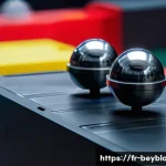 베이블레이드 버스트 vs 메탈 시리즈 - A dynamic close-up of two spinning tops in mid-battle: one heavy and metallic with visible rugged st...